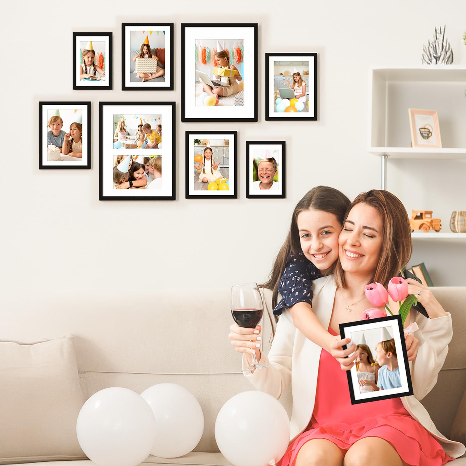 SYNTRIFIC 5x7 Picture Frame Set of 2,Display Pictures 4x6 with Mat or 5x7 Without Mat,Wall Hanging Photo Frame or Tabletop Displ